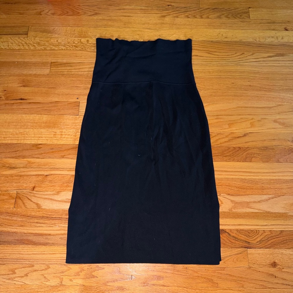 M.M.LaFleur Soho Skirt XL Black Viscose Knit Midi Side Slit Foldover Waistband